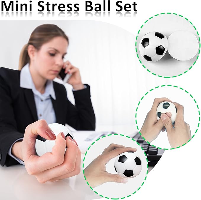 60 Pcs Mini Soccer Stress Balls Soccer Party Favor 2.5'' Inch Mini Foam Sports Ball Squeeze Ball Kids Adults Anxiety Stress Relief for School Carnival Reward Party Bag Gift Fillers