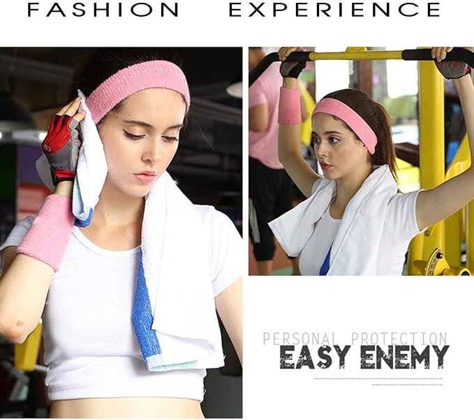 10 Pairs Sports Wristbands, Wrist Sweatbands for Men & Women, Stretchy & Sweat Absorbing Cotton Terry,Perfect for Basketball, Football, Tennis, Soccer, Running & Working Out