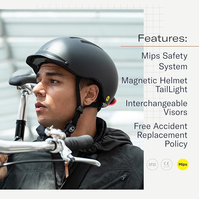 Thousand Chapter MIPS Adult Bike Helmet - LED Tail Light, Cycling & Bicycle Safety Certified, Lightweight & Low Profile, Men & Women, Lockable PopLock