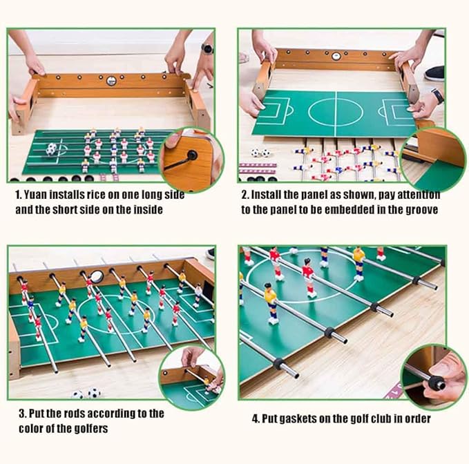 14" Foosball Table, Wooden Soccer Game Tabletop, Mini Indoor Table Soccer Set for Game Rooms, Parties, Family Night
