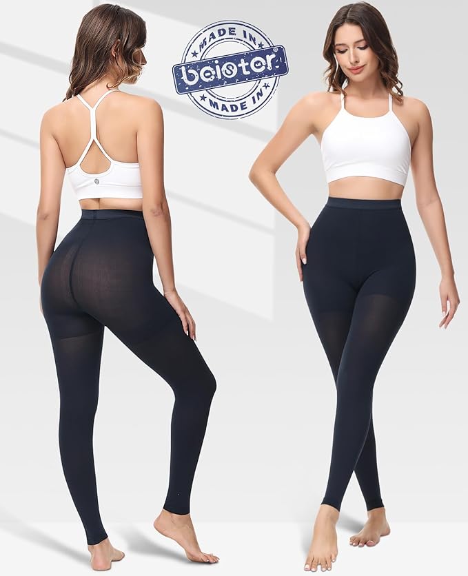 beister Medical Compression Pantyhose for Women & Men, 20-30mmHg Graduated Support Tights, Opaque Footless Waist High Compression Stockings & Leggings for Varicose Veins, Edema, Flight, DVT