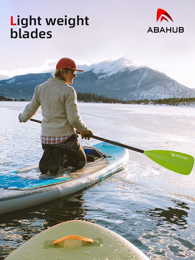 Abahub SUP Paddle - 3 Piece Adjustable Paddles - Lightweight Stand-up Paddle Oars for Paddleboard, Adjustable Aluminum Alloy Shaft 68" - 84", Black/Blue/Green/Orange/Red/Yellow Plastic Nylon Blade