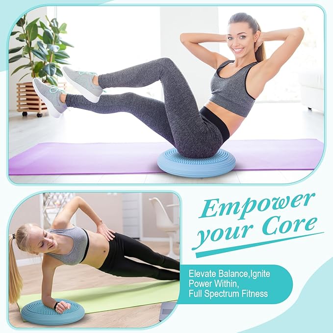 Libima 2 Pcs Wobble Cushion with Inflation Pump Wiggle Seat Flexible Sensory Seating Balance Disc Board for Men Women Physical Exercise Improving Posture Home Office