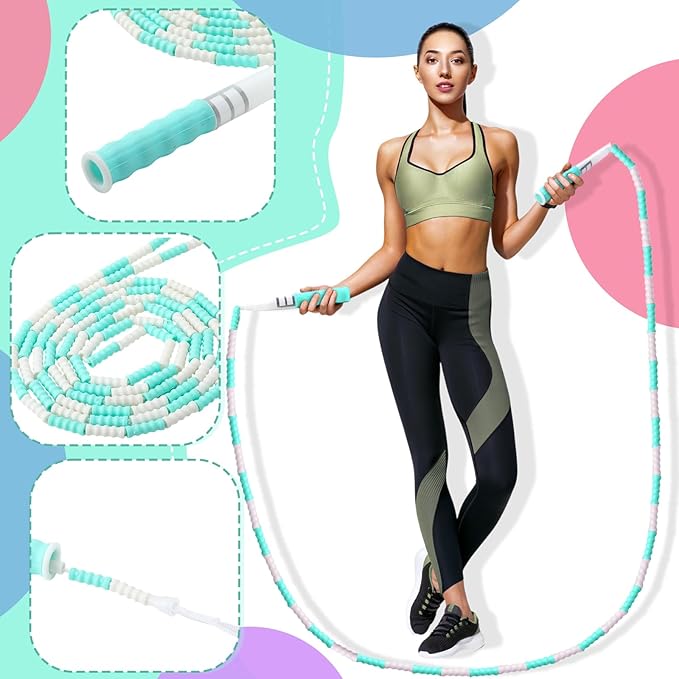 Yunsailing 20 Pack Jump Ropes for Adults Kids, 9.2 Feet Adjustable Length Free Segmented Skipping Rope Bulk Soft Beaded Jumping Ropes for Women Men Exercise Training Workout Weight Loss