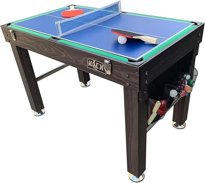 KICK Quad 48″ 4-in-1 Multi Game Table - Combo Game Table Set - Foosball, Billiards/Pool, Glide Hockey and Table Tennis for Home, Game Room, Friends and Family!