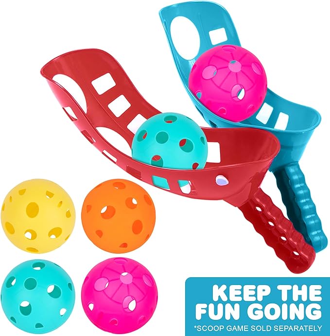 ArtCreativity Plastic Replacement Balls for Scoop Game – Set of 12 Lightweight Airflow Balls in 4 Bright Colors – Durable Outdoor Play Accessories for Kids & Adults – Great for Backyard & Beach Fun