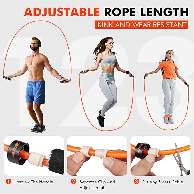 Jump Rope, Weighted Jump Rope for Men Women, Adjustable 1lb Heavy Skipping Ropes, Suitable for Boxing, Cardio, Home Fitness, Training Muscle, Home Gym Workout Equipment for Full Body Exercise