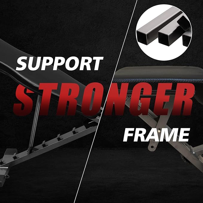 Weight Bench Press, Adjustable Workout Benches for Dumbbell Exercise, 600LBS Foldable Strength Training Benches for Full Body Workout, Multi-Purpose Incline Decline Workout Bench for Home Gym