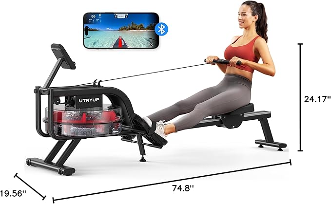 Magnetic Rowing Machines for Home (R05), Water Rowing (R10), 16 Levels of Quiet Resistance Foldable Compact Rowing Machine 350 LB Weight Capacity with Bluetooth, App Supported, Tablet Holder