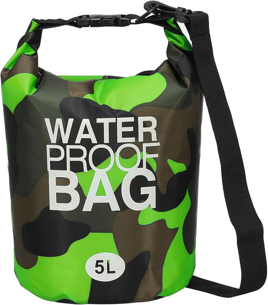 Waterproof Dry Bag, 5L Fit for Women Men Water Proof Bags Lightweight Dry Storage Floating Backpack with Whistle for Travel Backpacking Boating Kayaking (Green Camouflage)