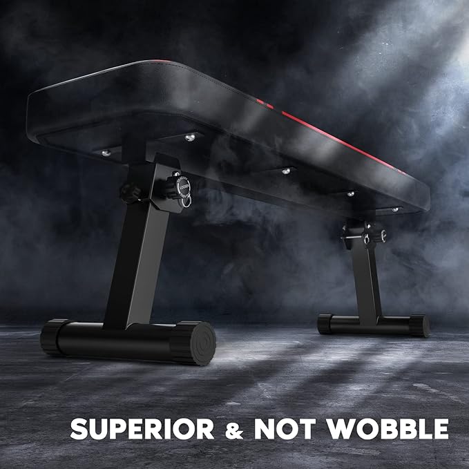 FLYBIRD Flat Bench, Foldable Flat Weight Bench Easy Assembly for Strength Training Bench Press, 600/1000 LBS 2 Versions