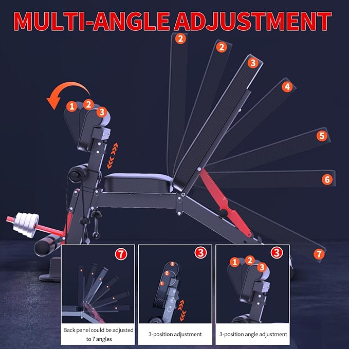 K KiNGKANG Adjustable Weight Bench,Roman Chair Load 500 LBS Workout Bench for Home Gym Workout Fitness Equipment Adjusts to Decline or Flat Bench