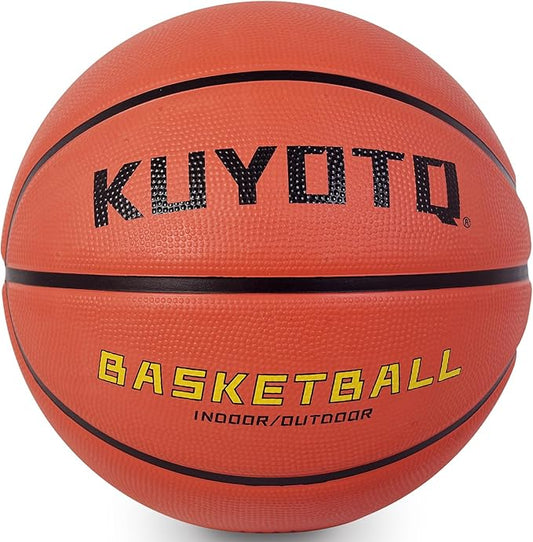 KUYOTQ Kids Toddler Youth Adult Size 3/4/5/6/7 Basketball 22/25.5/27.5/28.5/29.5" Thickened Rubber or Faux Leather Basketball for Boys Girls (Deflated)