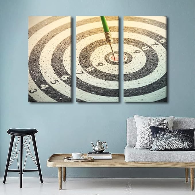 Retro Wall Paintings for Living Room Wall Art Leisure Sport Modern Office Wall Art Dartboard Wall Decor Canvas Wall Art for Bedroom Artwork Giclee Wall Decoration Framed Ready to Hang, 28"Wx42"H