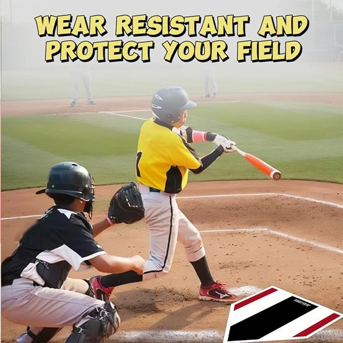 Baseball Home Plate - 17" Tri-Color Blended Rubber Mat for Pitching & Hitting Practice,Softball Training | 0.6lbs Lightweight,Portable Design with Carry Bag,All-Weather Baseball Bases