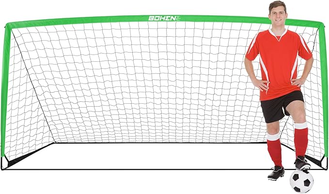 BOHEN 11x5.5 FT/9x5 FT/6x4 FT Portable Metal Soccer Goal for Backyard with Carry Bag - Fun for Outdoor Indoor Training Games for Kids and Adult, Easy Storage and Transportation