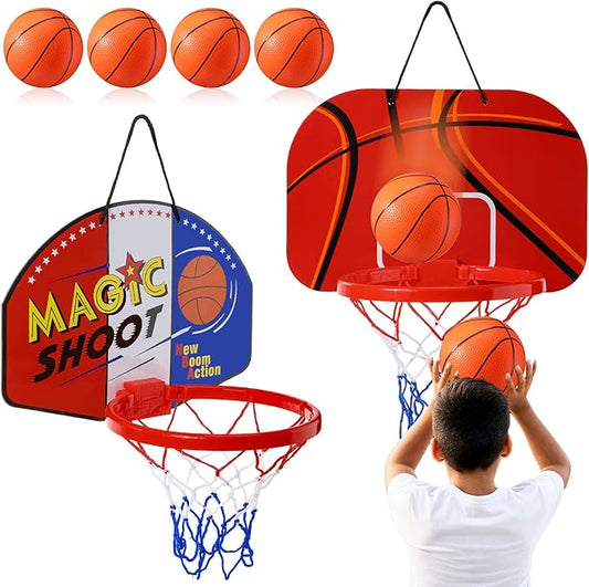 Sosation 2 Pcs Mini Basketball Hoop with 4 Basketball, Sticky Hook, Pump, Indoor No Drilling Basket Ball Hoop Decompress Game for Kid Adult Gift
