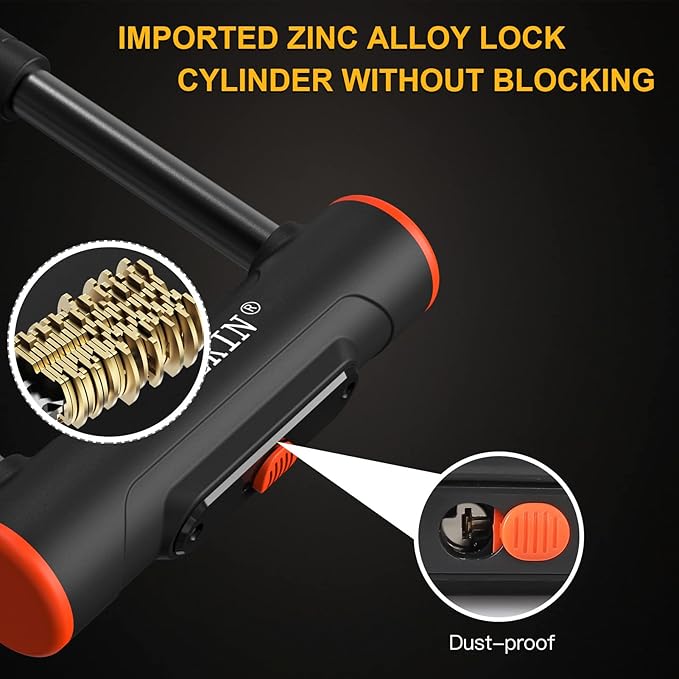 Bike U Lock Heavy Duty Bike Lock Bicycle Lock, 16mm U Lock and 3ft / 5ft / 6ft Length Security Cable with Sturdy Mounting Bracket for Bicycle, Motorcycle and More
