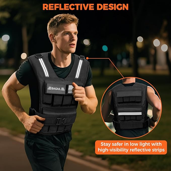 BAGAIL Weighted Vest Men, 20lbs/30lbs/40lbs Adjustable Weighted Vest for Woman with Removable Iron Weights, Women’s Weight Vest for Walking, Rucking, Running, Strength training