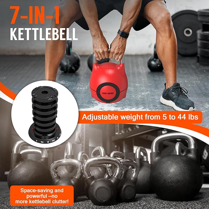 Adjustable Kettlebell Weight Set-Quickly Adjusts 7 Weights,Ergonomic kettlebell sets for Home Gym