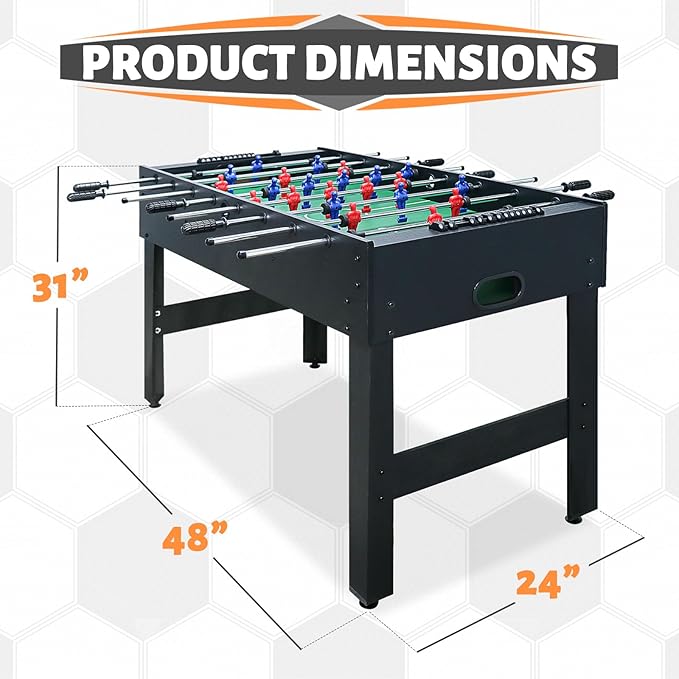 Seydrey 55-Inch Competition Foosball Table, Black, with Chrome-Plated Steel Rods