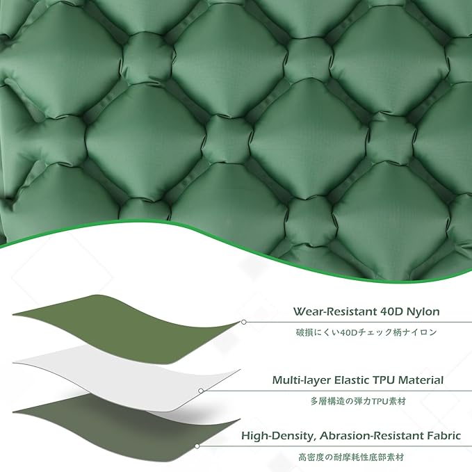 TRIWONDER Ultralight Inflatable Seat Cushion Seat Pad, Easy to Inflate & Deflate Compact Air Pad with Storage Bag for Camping Hiking Fishing Office Airplane Stadium Car (Green)