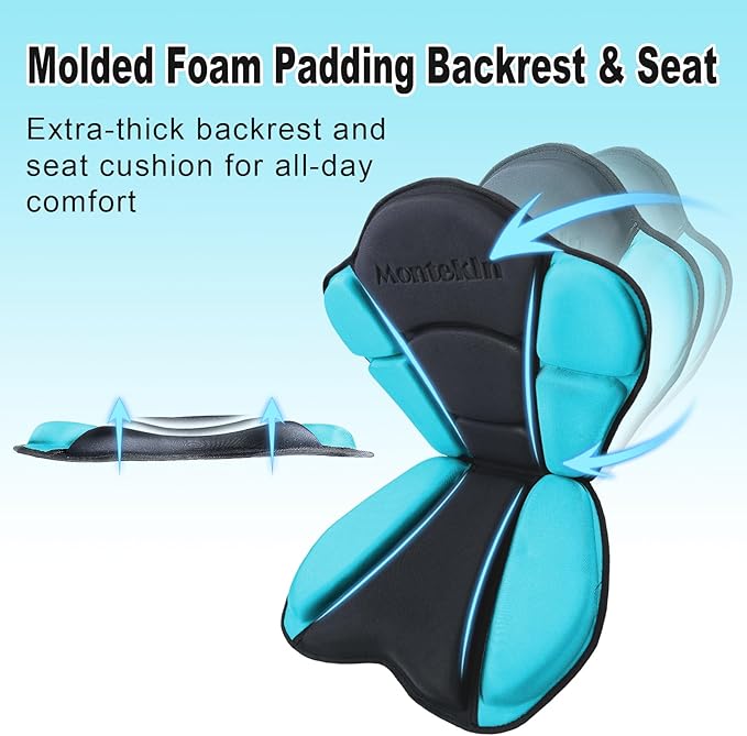 Thickened Kayak Seat with Back Support, Sit On Top Cushioned Canoe Backrest Molded Foam Seat for SUP Paddle Board Fishing Boat Long Trip