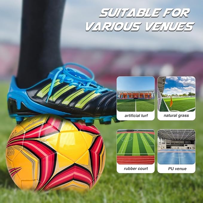 Soft PU Leather Soccer Ball, Indoor Outdoor Team Sports, Training Practicing Game Match Soccer Ball Gift for Adult Youth, 1pcs