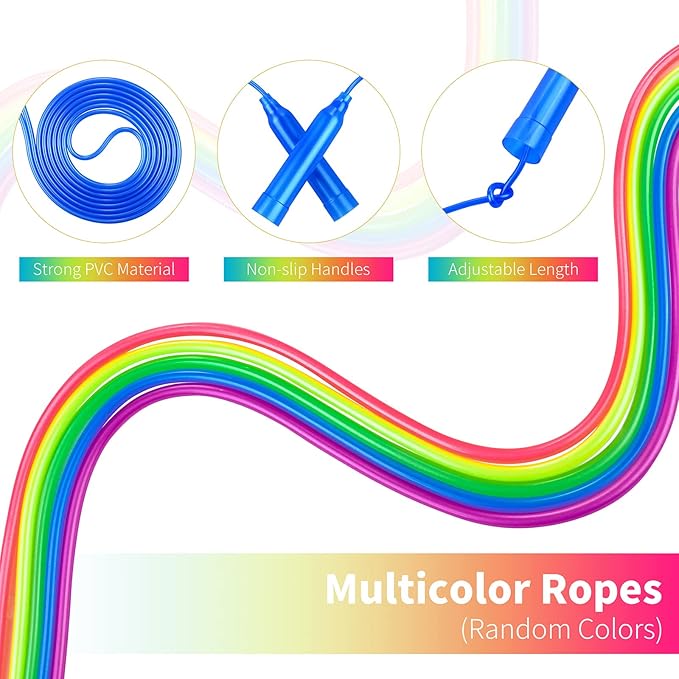 Aneco 30 Pack Kids Jump Rope Set 7.3 Feet Outdoor Jump Ropes Colorful Kids Jumping Ropes Great Sports Activities Birthday Party Favors Gifts