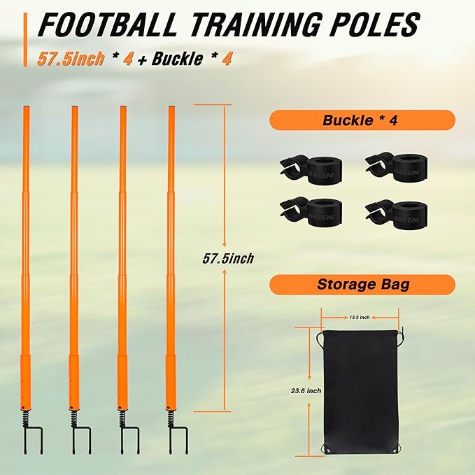 Hikeen Telescopic Length Soccer Poles Fixed & Collapsible Options Agility Training Hurdles and Football Obstacle for Teenager Soccer Training Outdoor Sports Speed Training Equipment