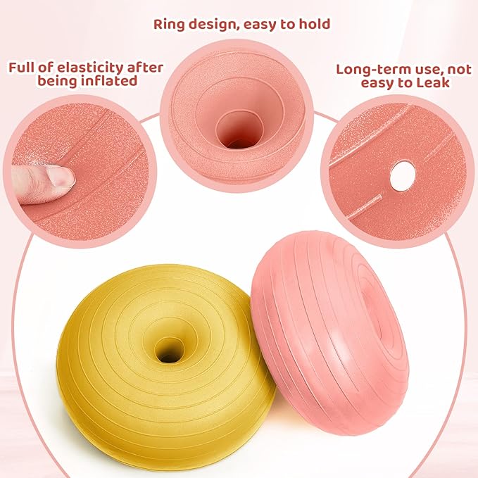Lewtemi 8 Pcs Flexible Seating for Classroom Elementary 20'' Yoga Ball Chair Large Inflatable Donut Exercise Ball Chair Wobble Seat with Inflator for Kids Student Balance