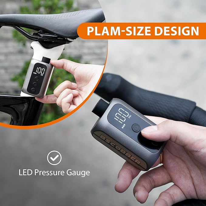 Mini Bike Pump, 100PSI Rechargeable Tiny Air Pump, Portable Floor air Pump with Presta & Schrader Valve for Road Bikes