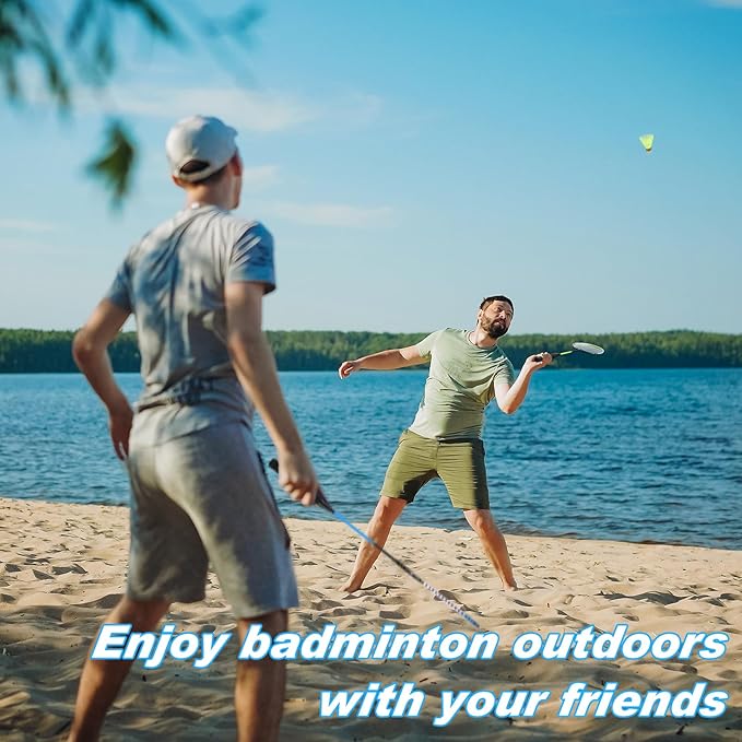 12 Pack Badminton Rackets Set Including Rackets, Nylon Shuttlecocks and Carry Bag for Outdoor Backyard Games Beginners