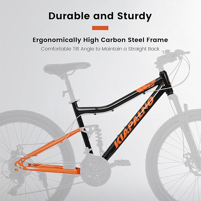 26 Inch Mountain Bike Dual Suspension for Mens Boys, 21 Speeds Steel Women Girls Mountain Bike Summer Travel Trip, Disc Brakes Adult Teens Sport Men Women Bicycle for Trail Commuter City Road