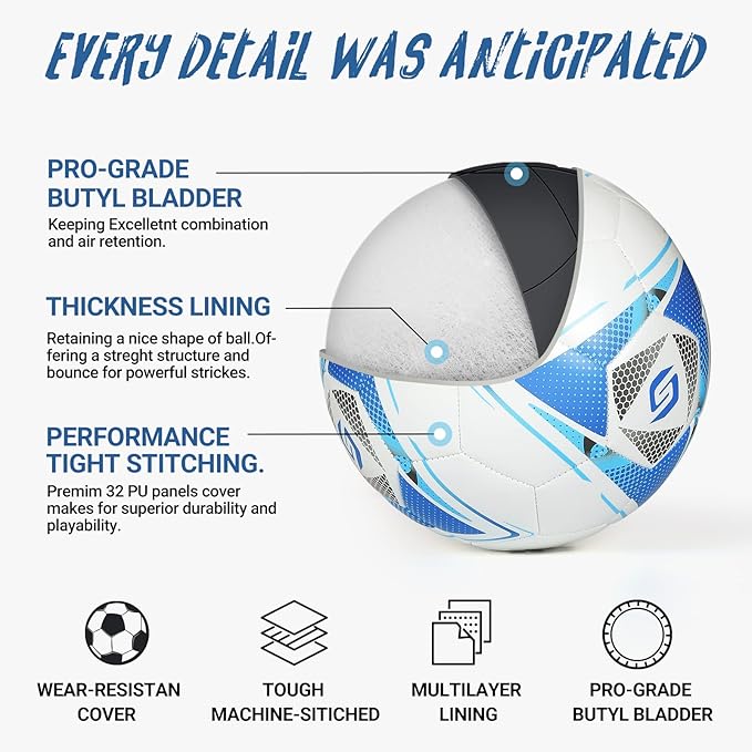 Soccer Balls Glow in The Dark Soccer Ball Size 5, Soccer Gift Night Ball for Teens,Juniors and Adult Indoor Outdoor Play, Fluorescent Light Training Ball with Pump Kit and Carry Net