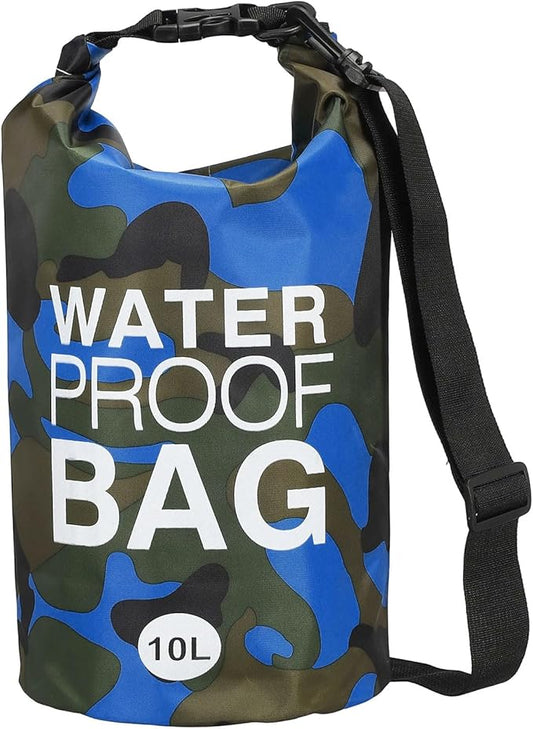 Waterproof Dry Bag, 10L Fit for Women Men Water Proof Bags Lightweight Dry Storage Floating Backpack with Whistle for Travel Boating Kayaking (Dark Blue Camouflage)