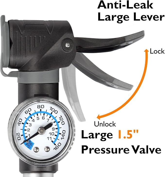 Lumintrail Portable Mini Bike Pump Fits Presta Valve & Schrader Valves - Frame Mount Bicycle Tire Air Pump with Pressure Gauge - Portable Small Ball, Bike Pump