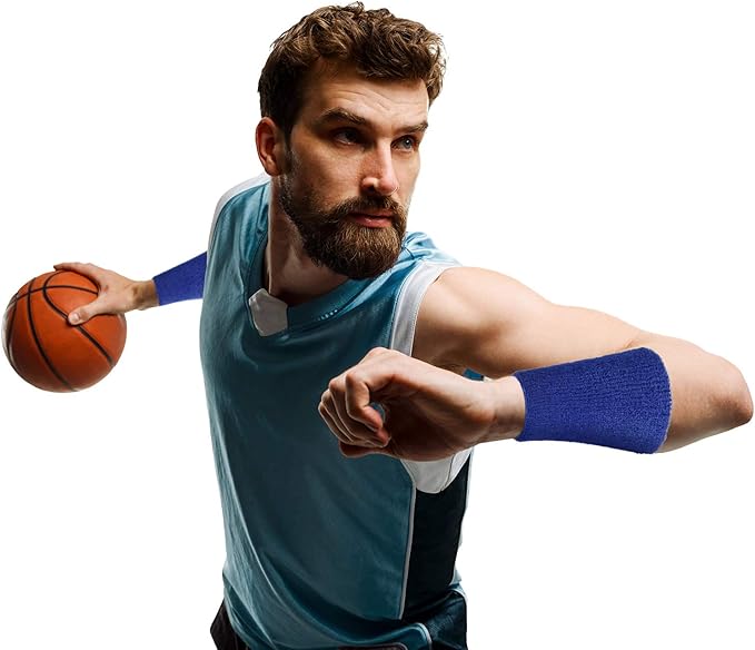 WILLBOND 6 Inch Wrist Sweat Bands for Men Women Tennis Elastic Athletic Long Sweatband Wrist Absorbent for Basketball Tennis Running Outdoor Activity