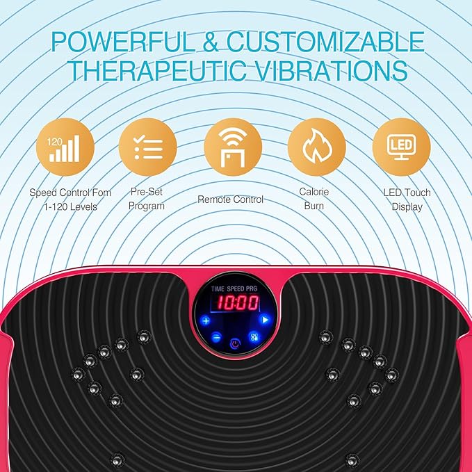 AXV Vibration Plate Fitness Platform Exercise Machine Vibrating Lymphatic Drainage Shaking Full Body Shaker Workout Vibrate Stand Shake Board Sport Gym for Weight Loss Fat Burner for Women Men