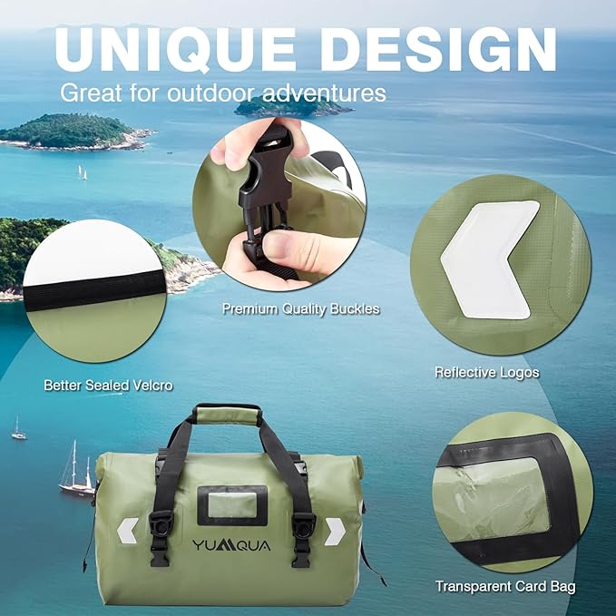 Waterproof Duffel Bag, Large Duffle Bag for Travel Heavy Duty Dry Bag with Durable Strap & Handle for Outdoor Motorcycle Boating Rafting Kayaking Paddleboarding