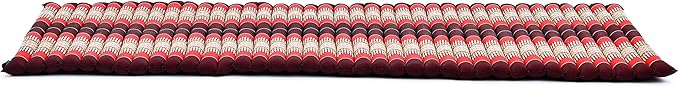 Leewadee - Foldable Floor Mattress - Japanese Roll Up Futon -Trifold Tatami Mat- Guest Floor Bed - Camping Mattress - Thai Massage Mat, Kapok Filled, 75 x 28 inches, Red