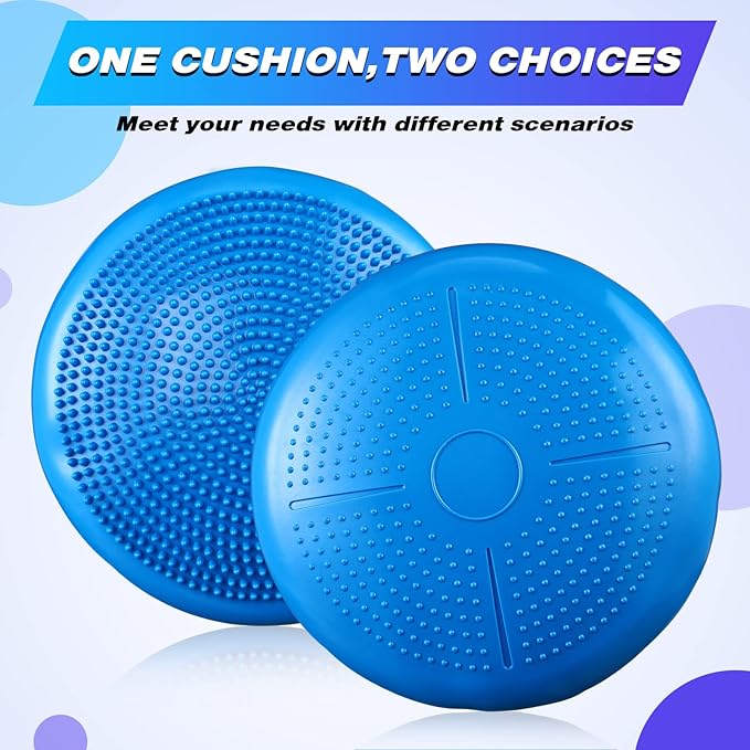 Leitee 10 Pcs Wobble Cushion Inflated Wiggle Seats 13.4'' Balance Disc with Air Pump Sensory Flexible Seat Balance Pad for Focus Sensory Training Core Stability Physical Exercise Home Office