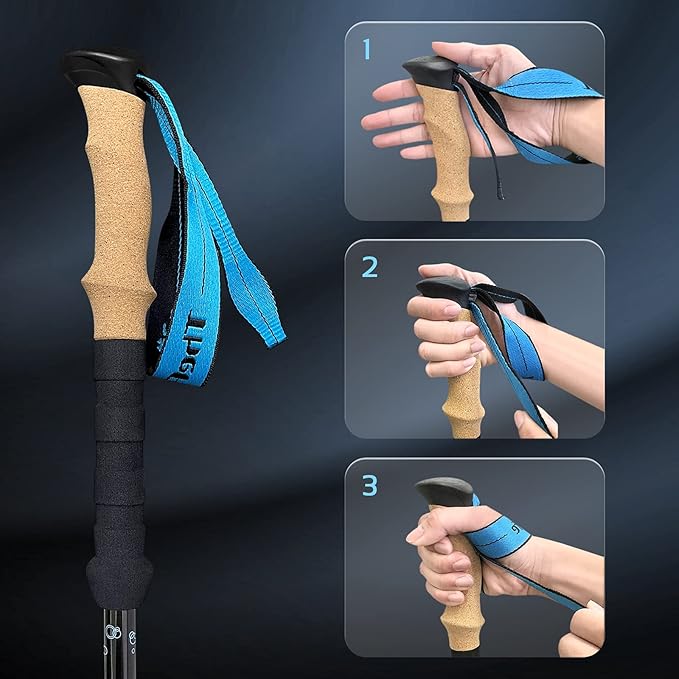 TheFitLife Carbon Fiber Trekking Poles – Collapsible and Telescopic Walking Sticks with Natural Cork Handle and Extended EVA Grips, Ultralight Nordic Hiking Poles for Backpacking Camping
