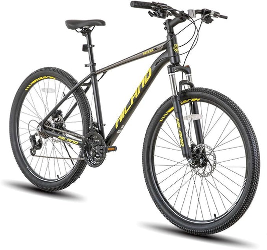 Hiland 27.5 inch Mountain Bike 21 Speeds, Lock-Out Suspension Fork, Aluminum 18 inch Frame Hydraulic Disc-Brake for Men Women Mens MTB Bicycle Adlut Bike