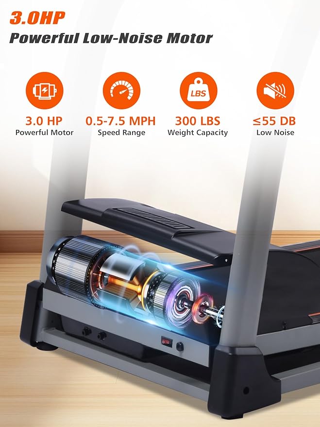 Merax Treadmills for Home,Foldable Treadmill with Incline, 300LBS Capacity Motorized Treadmills for Running Walking Exercise,3.0HP Quiet Treadmill Machine for Home with Heart Rate Sensors & Speaker