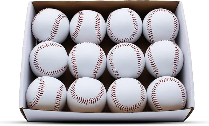 Magicorange Baseball, 12 Pack Training Baseballs Unmarked Practice Rubber Core Baseballs for Hitting, Soft Toss, Batting, Fielding, Pitching