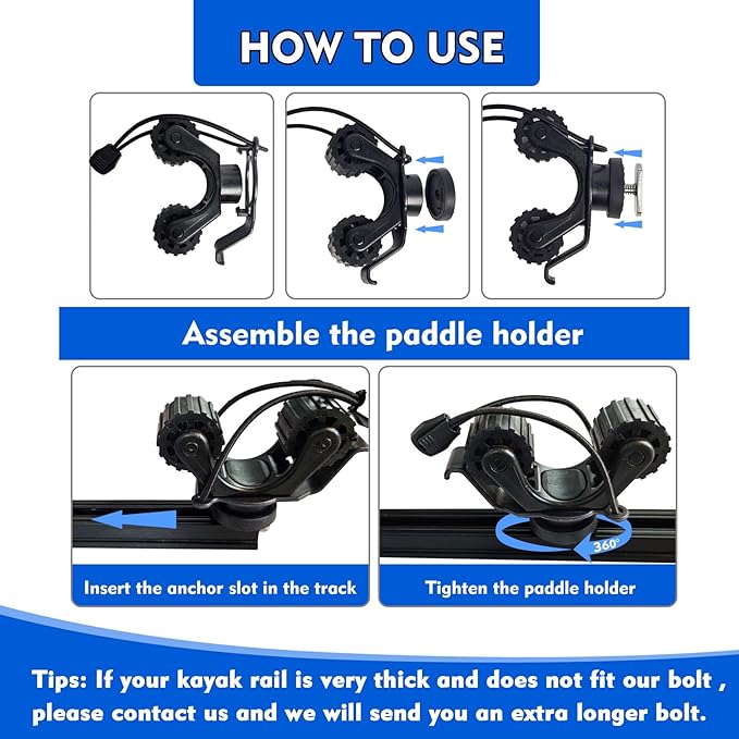 1005 2 PCS Kayak Paddle Holder with Rubber Ring Rollers Fits Various Shaft Diameters for Holding Paddle, Rod, Net and More – Improved Compatibility for Fishing Kayaks