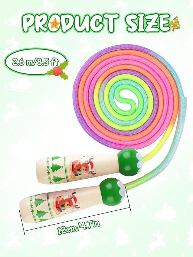 Jump Rope for Kids, Lorvain Adjustable Skipping Rope, Kids Jump Ropes with Wooden Handle for Girls Boys, Weighted Jumping Ropes for Fitness Workout Exercise Outdoor Fun Activity