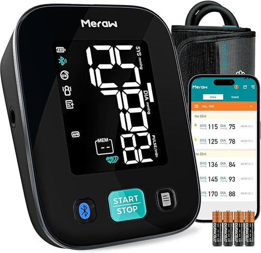 Blood Pressure Monitors for Home Use with APP Health Tracking, Blood Pressure Cuff Arm 8.6-16.5' with Automatic Pressurization, Irregular Heartbeat Monitoring, 8 AAA Batteries (Black)