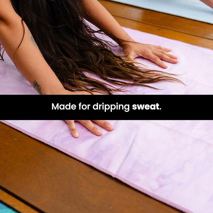 Yoga Drip Yoga Towel - Non Slip Hot Yoga Mat Towel With Corner Pockets, No-Skid Grip, and Built-in Alignment Lines | Soft, Moisture Wicking, and Sweat Absorbent | No Bunching, Stays in Place 72" x 25"